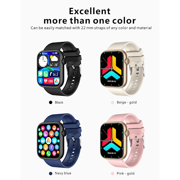 Smart Watch til mænd med pulsmåler og fitness tracker - blå-sort