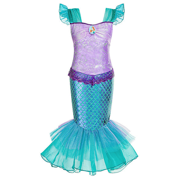 Flickans Lilla Sjöjungfrun Ariel Prinsessklänning Cosplay Kostym Barnfestföreställning Kläder AMY5 140cm