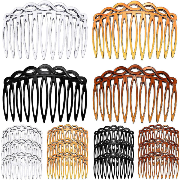Hårkammar för kvinnor, fransk twist-hårkam, plast, dekorativ, hårklämma, brudslöja, tänder, flickor (svart, klar, ljus kaffe, mörk kaffe)