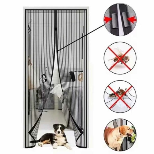 Magnetisk Myggnät för Dörr - Myggnätsdörr med Magnet 210x100cm Vit vit white