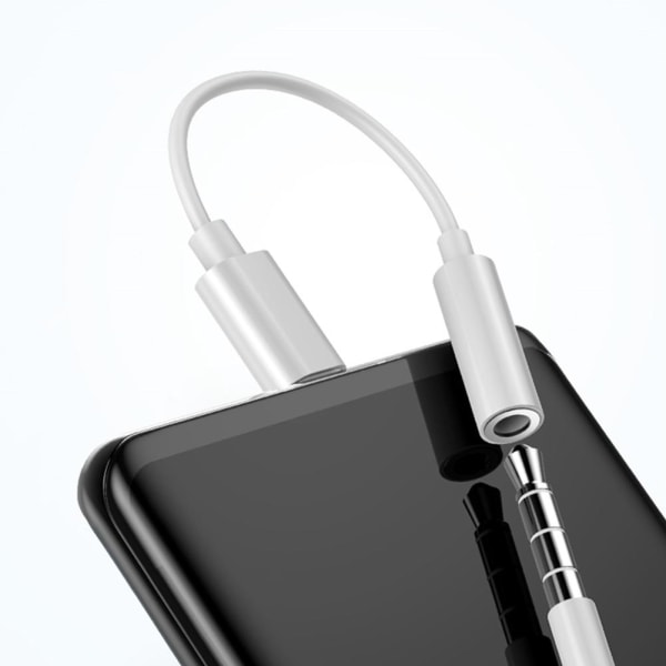 1*USB-C Typ C Adapter Port till 3,5MM Aux Audio Jack Hörlur Hea white