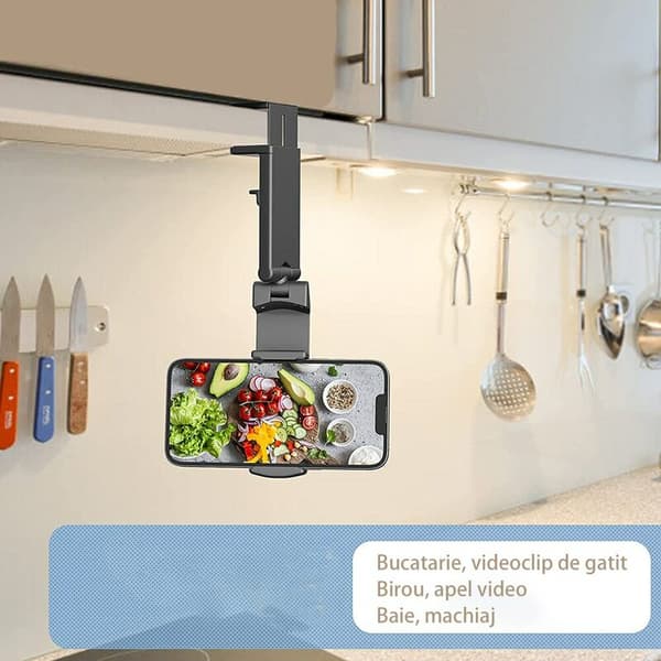 360 graders mobiltelefonholder til stativ/monopod, universal brug, sort