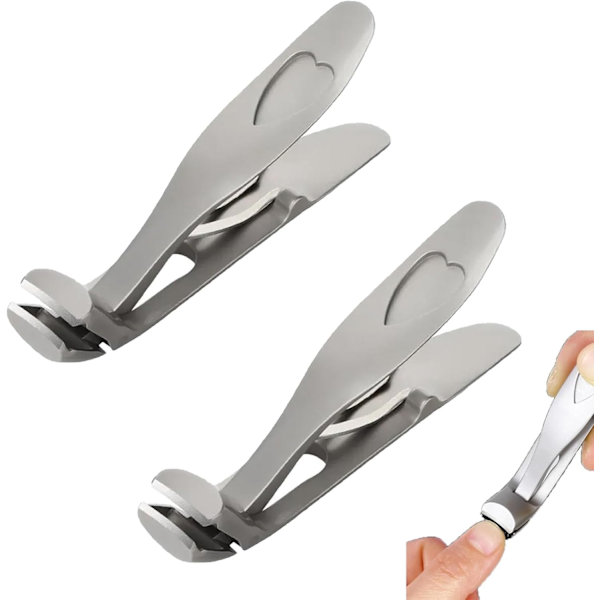 Nagelklippare för Tjocka Tånaglar, Ergonomiskt Vinklat Huvud Senior Tånagelklippare, Shirem Nagelklippare Silver 2pc