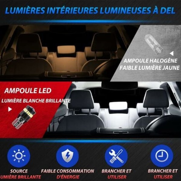T10 W5W LED-lampor 12V-24V 6000K Vit för bilens positionsljus