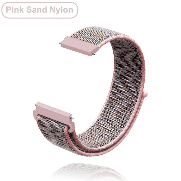 Ny 18mm 20mm 22mm Remme til Garmin Venu 2S Armbånd Vivoactive 3 4S 4 Forerunner 245 645 Galaxy Watch 4 Classic 42 46mm PinkSand Nylon 20mm