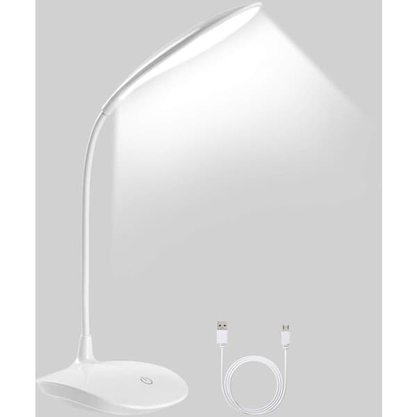 Skrivbordslampa, LED, USB, 6000k, vit