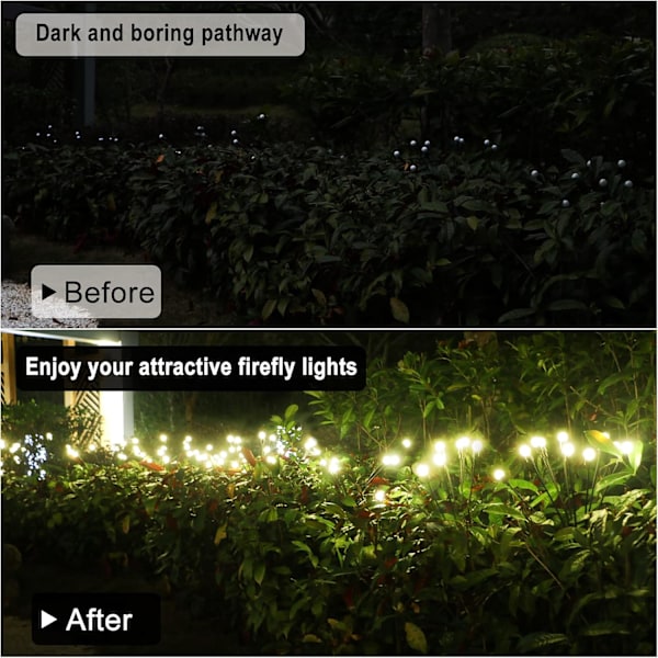 Solcellsdrivna trädgårdslampor med 10 LED vattentäta utomhus kompatibla solcellslampor 2-pack