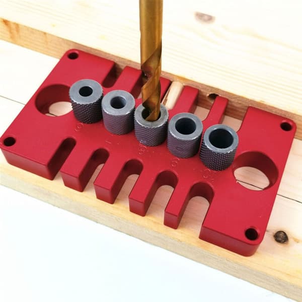 3-i-1 boreguide til træbearbejdning, rød aluminiumslegering, model 08650