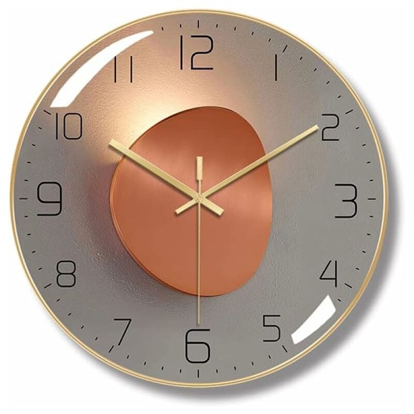 Moderne Lydløst Vægur, 30 cm Digitalt Vægur Rundt Digitalt Quartz Vægur, Velegnet til Stue, Kontor, Soveværelse, Køkken (Guld)