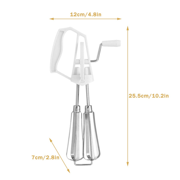 Rotationsvisp, Manuel visp i rustfrit stål, Æggepisk Håndholdt æggepisk, Manuel roterende køkkenmixer Hånd Push Visp Blender Madlavningsværktøjsmixer