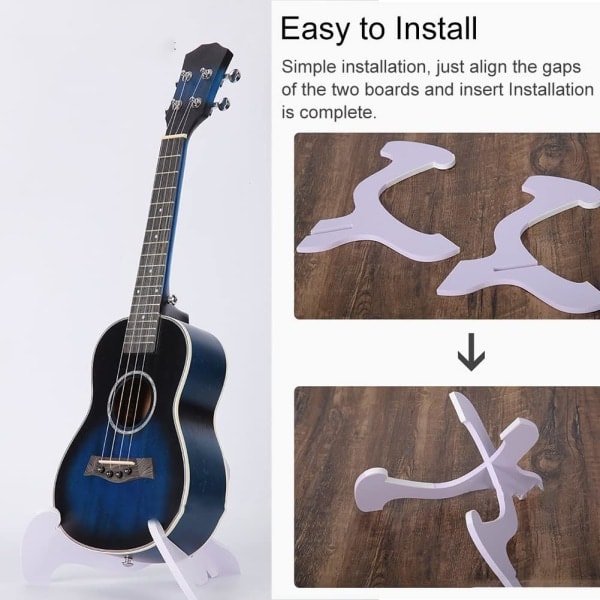 Gitarrstativ i Trä, Gitarrhållare, Bärbart Stativ, Violinstativ, Vit