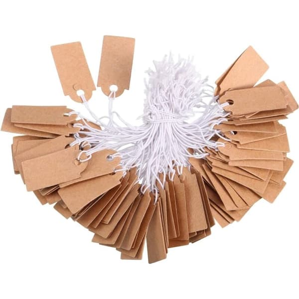 300 ark med merkelapper Prislapper Skrivbare blanke prislapper Displaymerker med elastisk hengesnor, Kraft