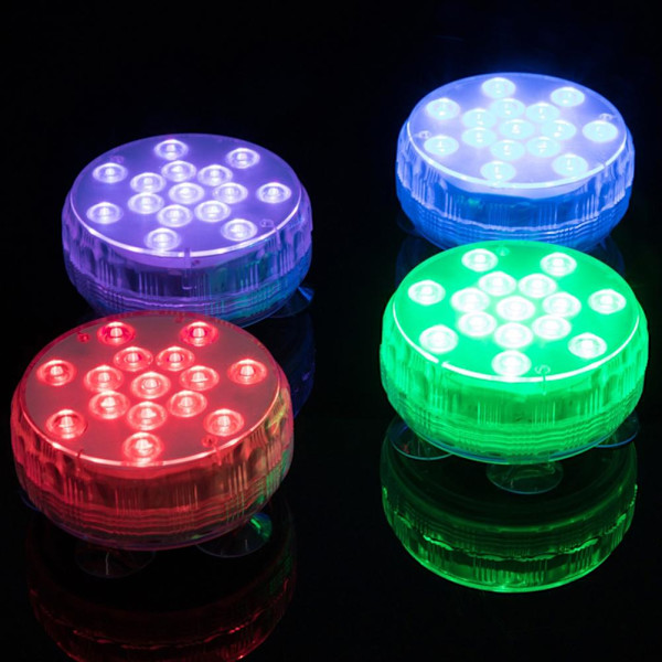 15 LED undervandspoollamper 16 farver undervandsdamlamper med sugekopper IP68 vandtæt badekarlampe til springvand akvarier