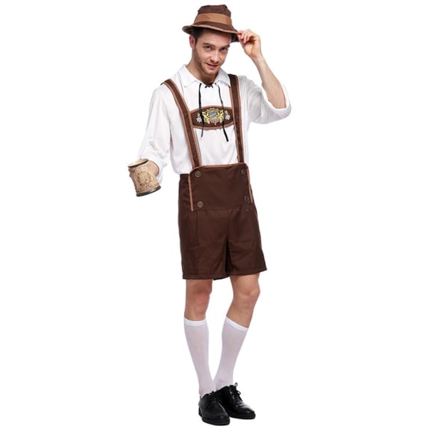 Mænds bayerske læderhosen, tyske Oktoberfest traditionelle shorts, M M