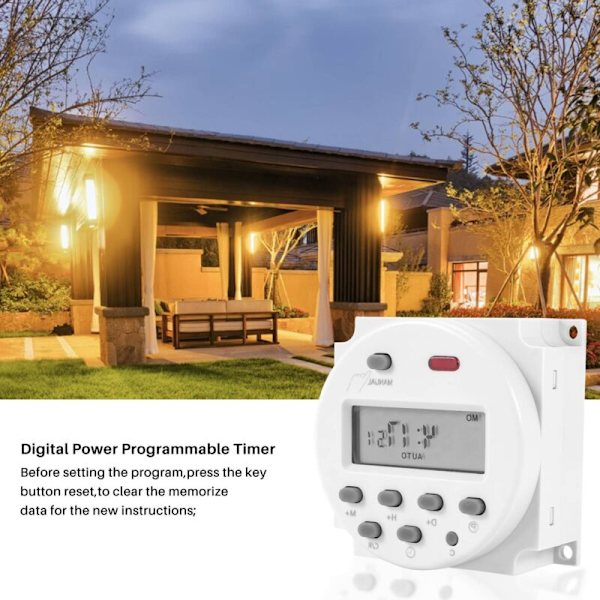 Ny LCD Digital Kontrol Strøm Programmerbar Timer DC 12V 16A Tidsrelæ Kontakt