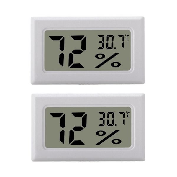 Mini LCD Hygrometer / Termometer Hvit 2-pak