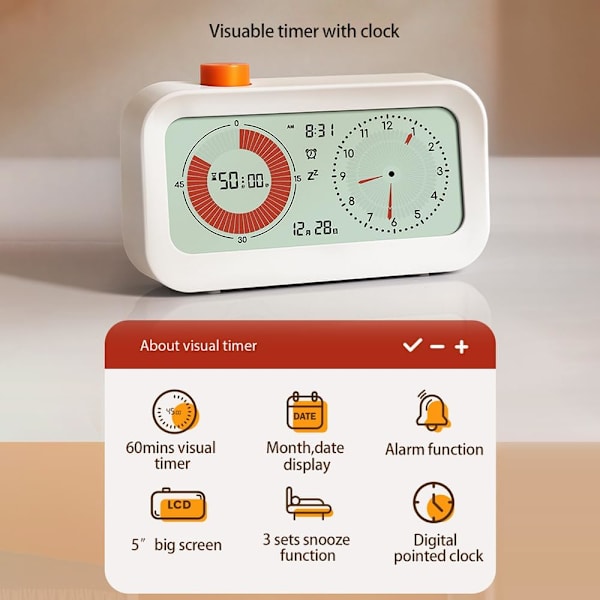 60 Minuters Skrivbordslarm med Visuell Timer