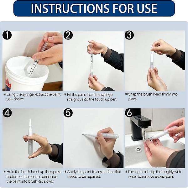 Touch Up Paint Pen 5ml 8-pakke Fyllbar Maling Touch Up Pensel for Vegger Fyllbar Maling Touch Up