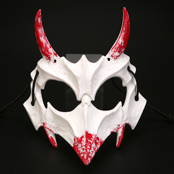 2st Halloween tvådimensionell halv ansiktsblödande mask tiger Yasha Tengu varg nue mask dansföreställningsmask Yaksha Black Bleeding