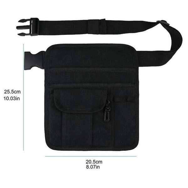 Restaurant Server Forklæde til Tjener, Servitrice - Multipurpose Bæltetaske til Gæstebog, Tablet, Penge, Penne og Mønter med Ruller SORT 20,5 x 25,5 cm