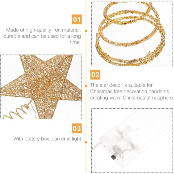 Julepynt, Gull julepynt, Glittertre, Hul stjerne, Juletrepynt, Festpynt, Stjernepynt
