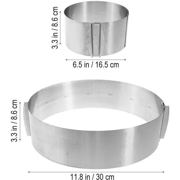 Justerbar kageform i rustfrit stål til mousse, 15-30 cm, til bagning