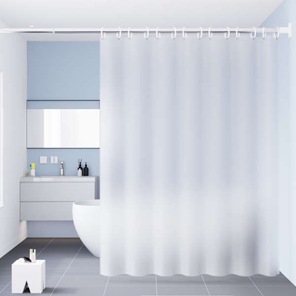 Vandtæt bruseforhæng semi-transparent ren hvid enkelt forhæng uden stang bredde 120*højde 180 (med ophængningsring) Semi-transparent pure white withoutrod120*180