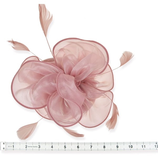 Fascinatorhatt för kvinnor Cocktail Tea Party huvudbonad Blomma Mesh Band Fjädrar Hårband Pink B