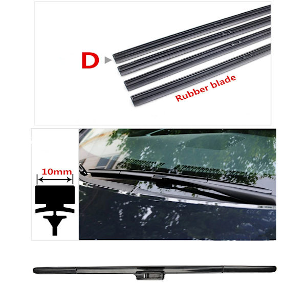 Bilrudebladsgummi tilbehør til citroen c4 lada priora Toyota Camry prius kia optima vesta honda crv clio 4 D-10mm bred