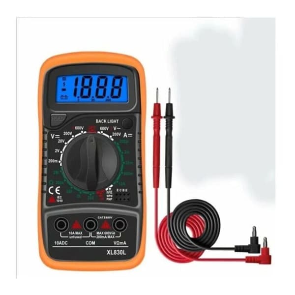XL830L Digitalt Multimeter 2000 Tællinger, Mini Spændingstester til AC/DC Strøm, Modstand, Summer, Transistor, med Baggrundsbelyst LCD-Skærm