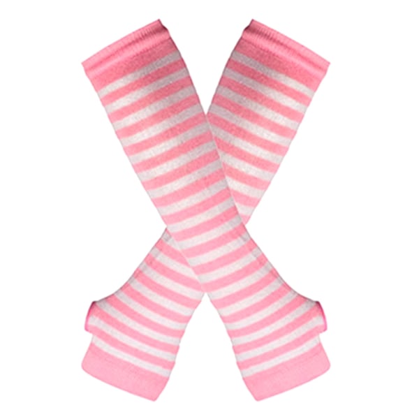 Armvarmere stribede, fingerløse & lange - Pink/hvid [32cm] MultiColor MultiColor one size