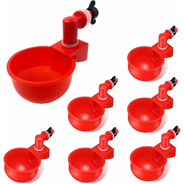 6 stk. Automatiske drikkekopper for kylling, plastbolle, drikkevannsdispensere for fjærfe, automatiske drikkekopper for kyllinger, vaktler, ender og fugler
