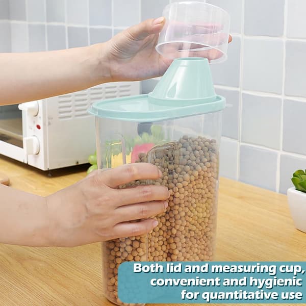 Lufttæt opbevaringsbeholdersæt til kæledyrsfoder med målebægerlåg, ABS tørfoderbeholder til hunde og katte, blå 2-pak 2,5L 25x15x8cm