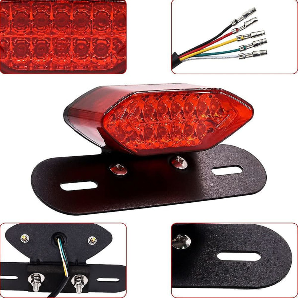 Motorcykel LED bakljus, motorcykel blinkers Bakre bromsljus Indikator Registreringsskylt Lampa 12v