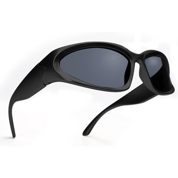 Wrap Around Modebriller til Mænd og Kvinder - Trendy Swift Oval Mørke Futuristiske Solbriller