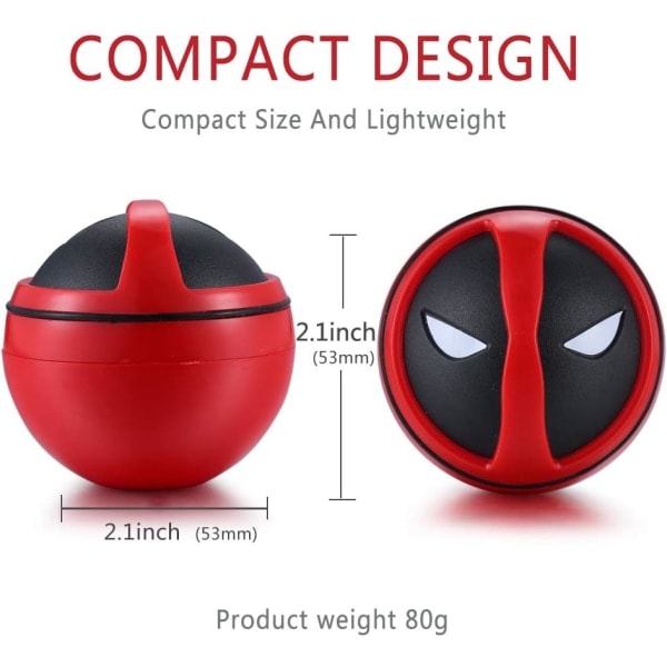 Deadpool Grinder Krydderkvern, Urtekvern med 2\" Pollenfanger, Holdbar Sink-Legering, for Urter, Pollen, Blomster, Sort Gaveeske