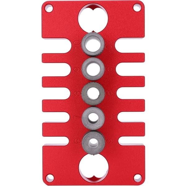3-i-1 boreguide til træbearbejdning, rød aluminiumslegering, model 08650