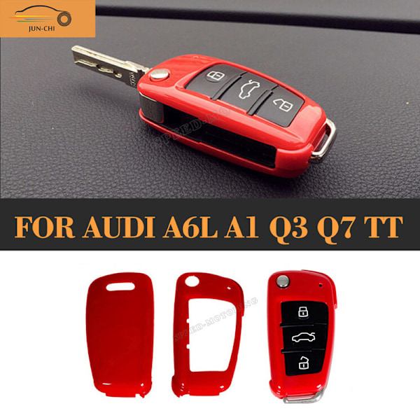 Svart ABS Coan i kol för bilnyckelskydd för Audi A6l A1 Q3 Q7 TT R8 A3 S3 S3 ABS Röd