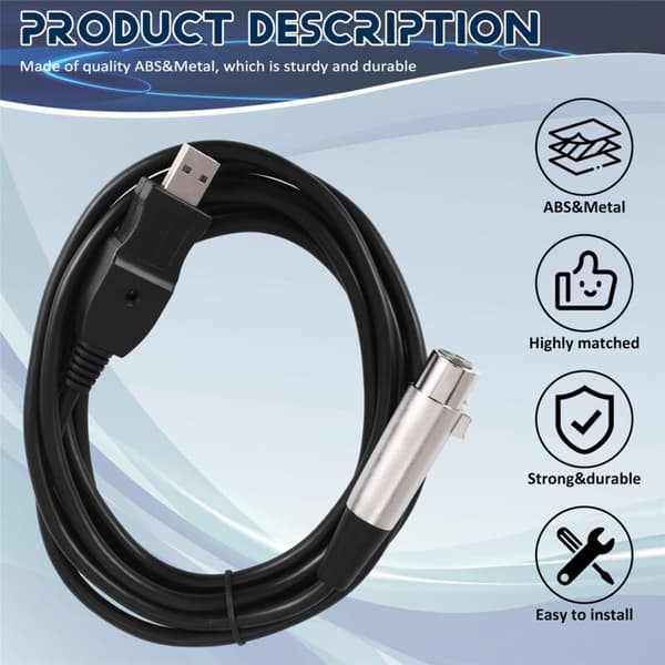 3 meter USB han til XLR mikrofon nyt MIC link kabel