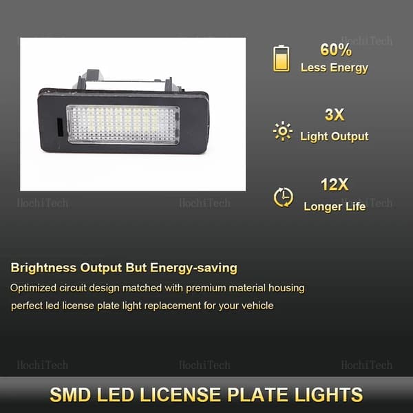 2x Canbus LED-nummerlys for bilskilt til Audi A1 A4 B8 4D 5D A5 S5 2D 5D A6 S6 til VW Golf Passat LED-nummerlys HVIT WHITE