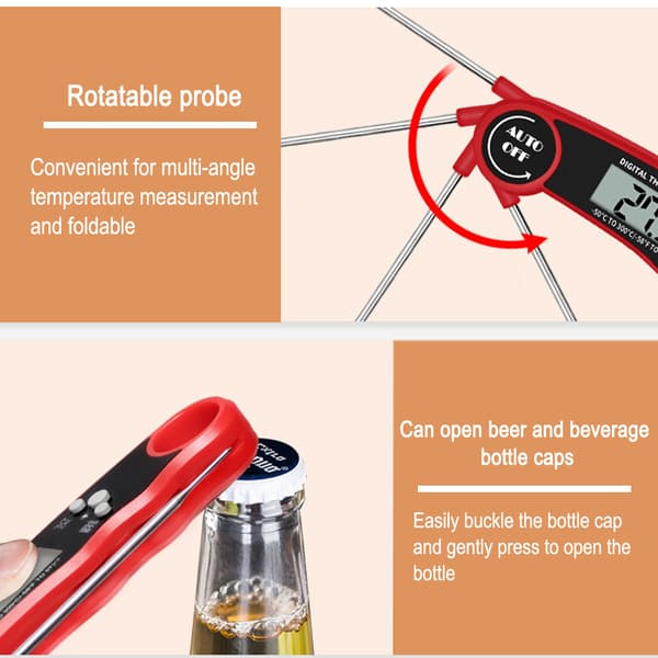 Kjøtttermometer. Termometer med bakgrunnsbelysning og kalibrering