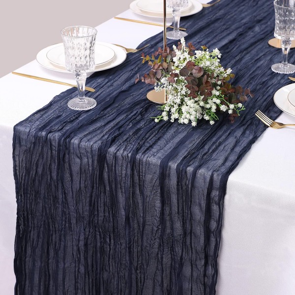 Svensk rynket klædedug bordløber boheme balinesisk dug bordløber land bryllup fest borddekoration flerfarvet New blue gray 90*300