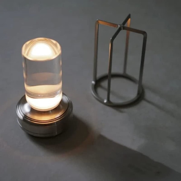 Sladdlös I-formad metallisk bordslampa med touchsensor, 3 färger dimbar laddningsbar skrivbordslampa Silver B-1pc