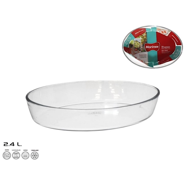 WKL 2.4L Lasinen Uunivuoka & Lähde, Kestävä, 1.9L-4.2L, Uunin- ja konepesunkestävä Tray 2.4L No,