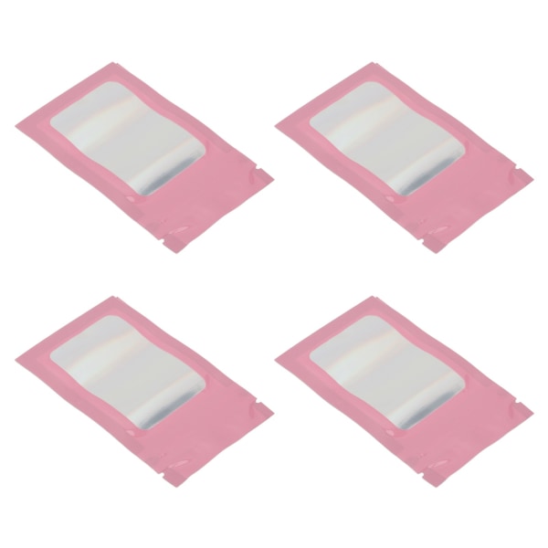100 stk. Ziplock-poser Selvlukkende holografiske genanvendelige madopbevaringsposer med ophængshul Pink