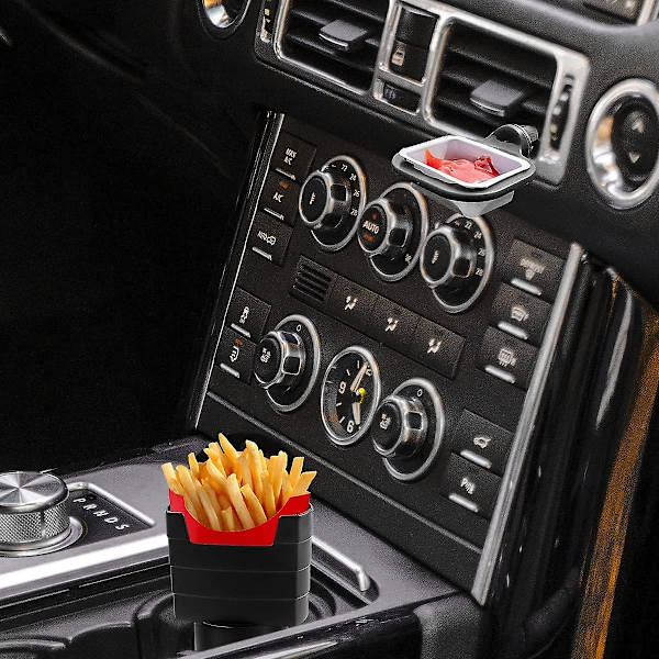 Bilhållare för pommes frites med 2 doppklämmor Såshållare Dopp pommes frites set i bilen Ketchupbehållare för S-fordon