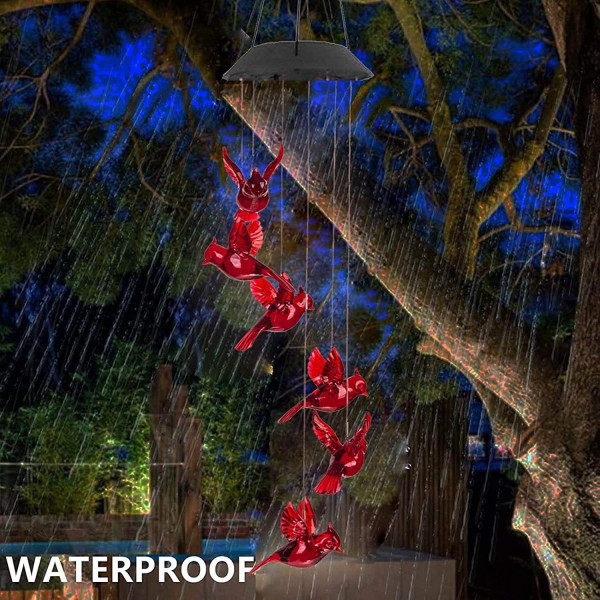 Solcellskolibri vindklocka ljus LED jul fjäril ljus trädgård sol vindklocka ljus landskapslampa trädgårdslampa Red 6 lamp holder New third generation hummingbird