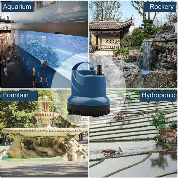 Mini Vandpumpe Dykpumpe 1500L/H 20W 230V Kælderaffugter 1,6M Løftehøjde 1,8M Kabel til Have, Akvarium, Dam, Springvand..