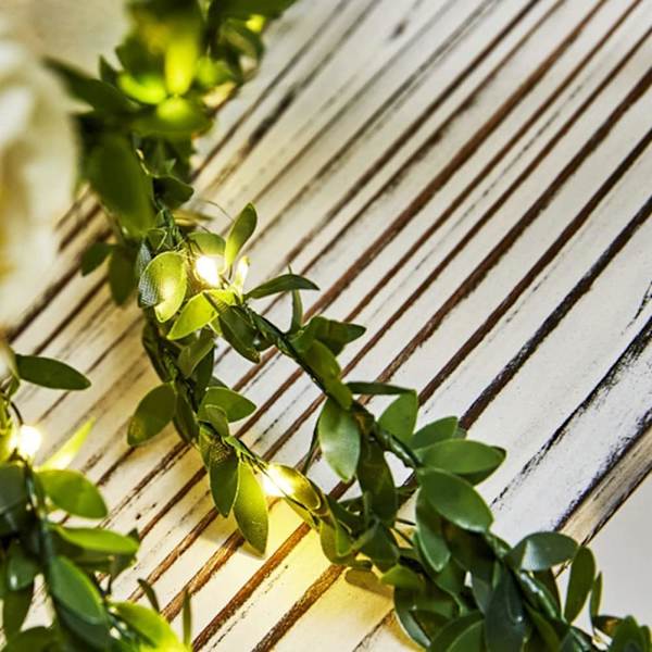 Tekoisia vihreitä lehtiä LED-valosarjoja, useita pituuksia Riippuvalot Paristokäyttöiset Vine Fairy String Lights Ripustettavat koristevalot 2M 2M