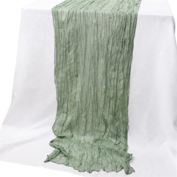 Svensk skrynklig tyg bordslöpare bohemisk balinesisk bordsduk bordslöpare lantlig bröllopsfest bordsdekoration flerfärgad Sage Green 90*400